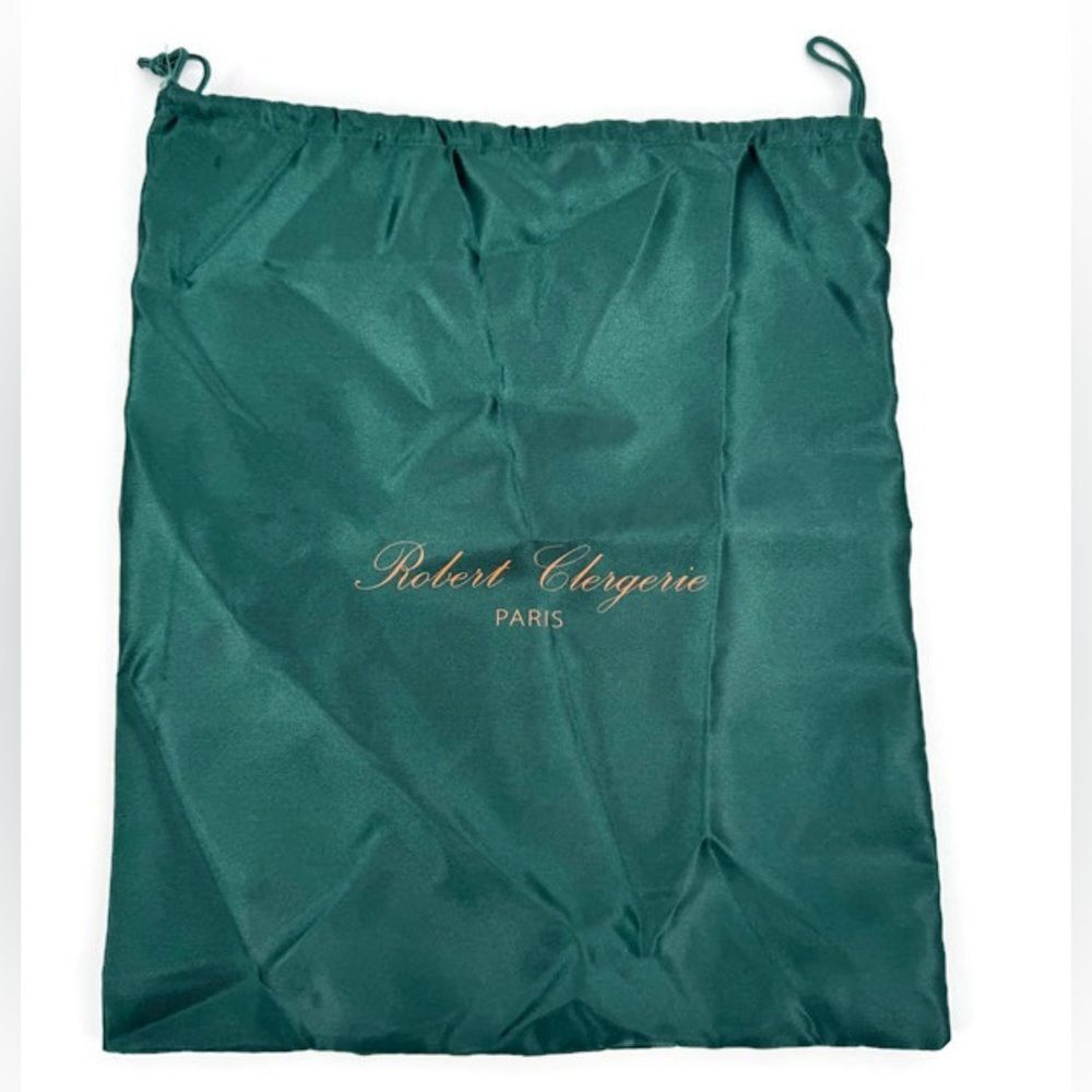 Robert Clergerie Paris Green Satin Drawstring Dust Bag 12x14